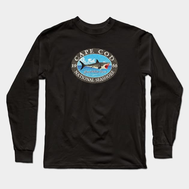 Cape Cod National Seashore, Great White Shark Long Sleeve T-Shirt by jcombs